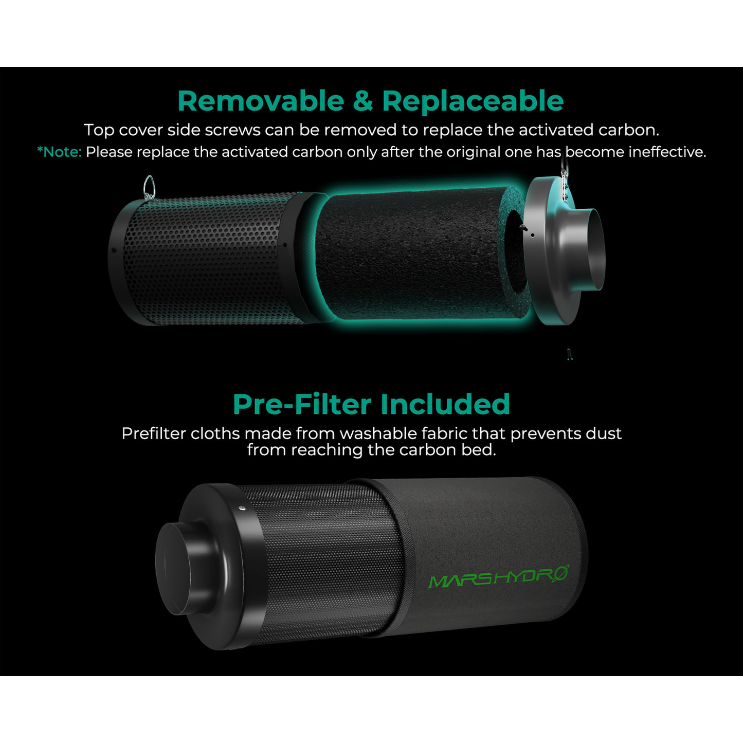 Mars Hydro 4" Inline Air Carbon Filter - Midwest Grow LLC