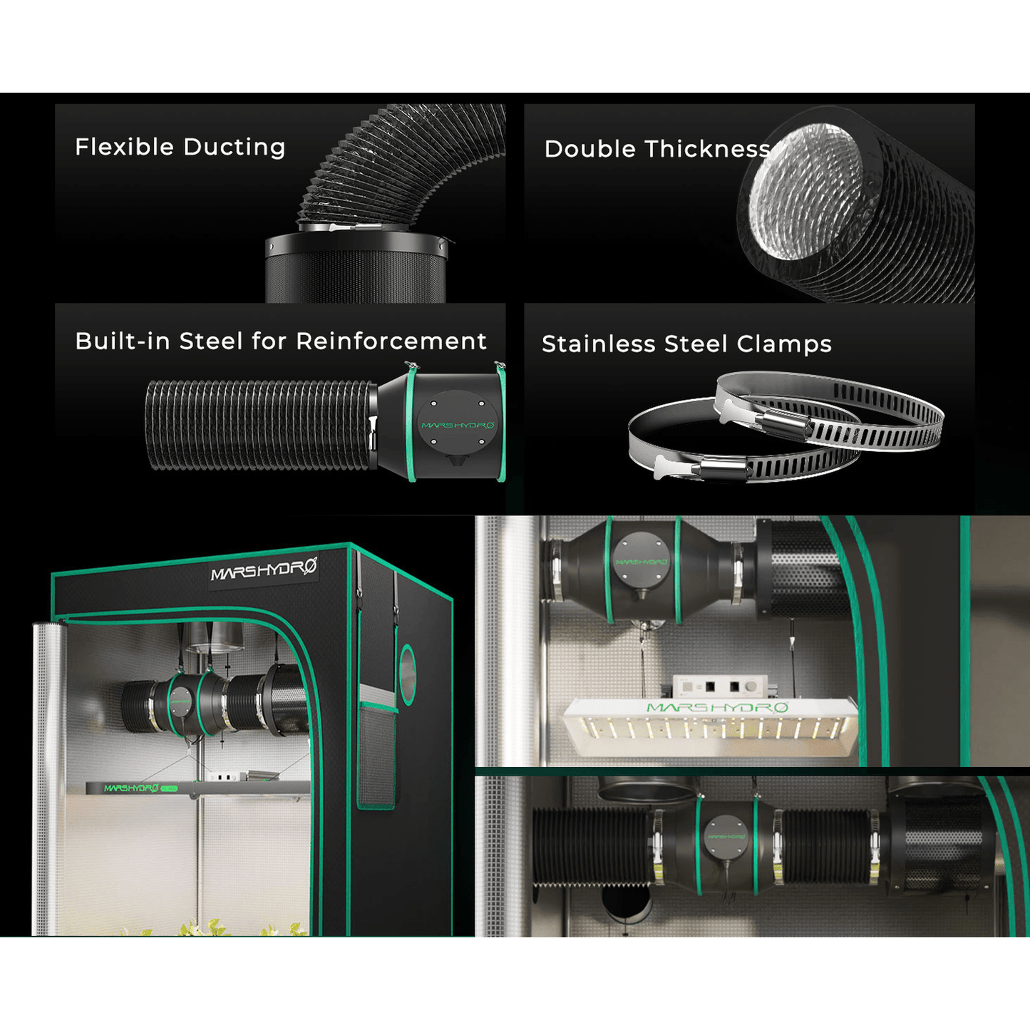 Mars Hydro 4" Inline Duct Fan and Carbon Filter Combo with Temperature and Humidity Controller - Midwest Grow LLC