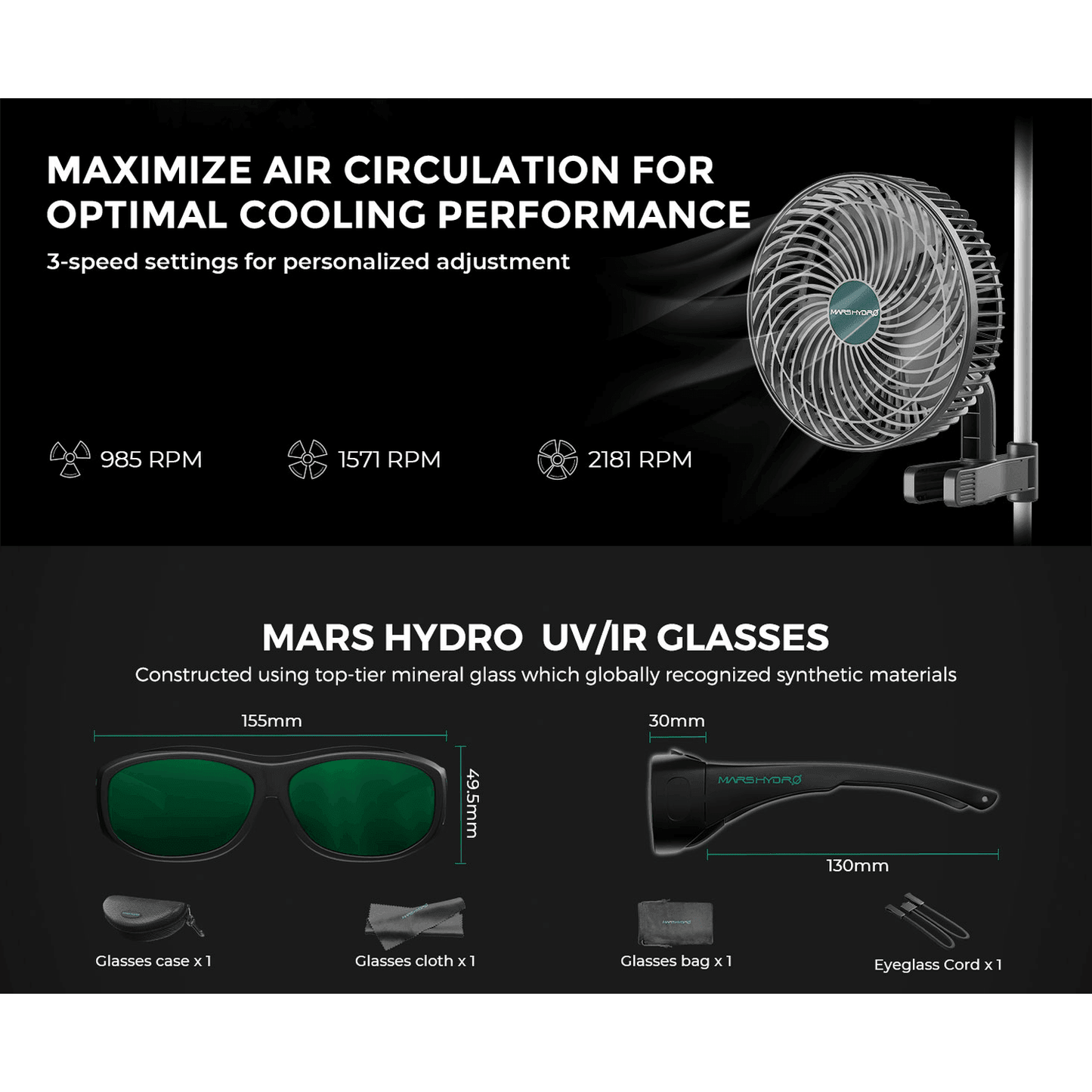 Mars Hydro FC1500-EVO LED Grow Light + 2.3' x 2.3' Grow Tent + iFresh Inline Fan Combo with Temperature and Humidity Controller - Midwest Grow LLC