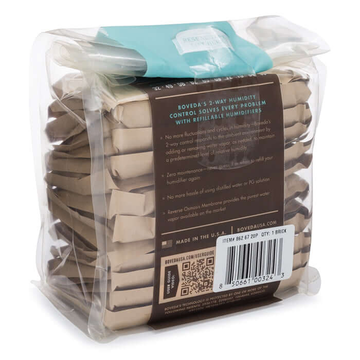 Boveda 67g 62% Relative Humidity Unwrapped Brick of 20 - Midwest Grow LLC