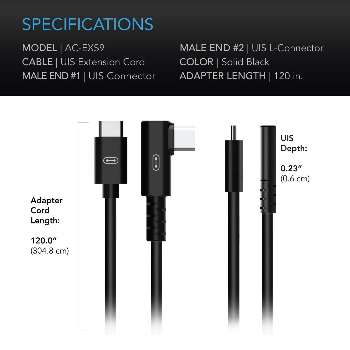 AC Infinity UIS to UIS Extension Cable, L-Shaped Male to Male, 10 ft. - Midwest Grow LLC