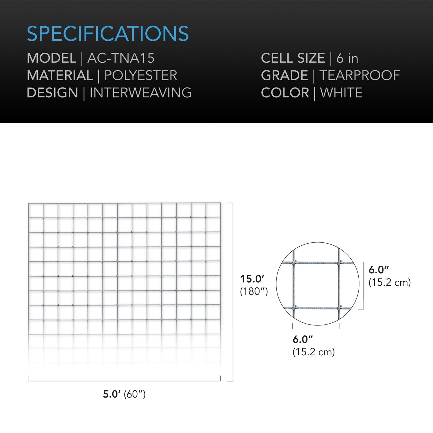 AC Infinity Polyester Plant Trellis Netting, 5x15' - Midwest Grow LLC