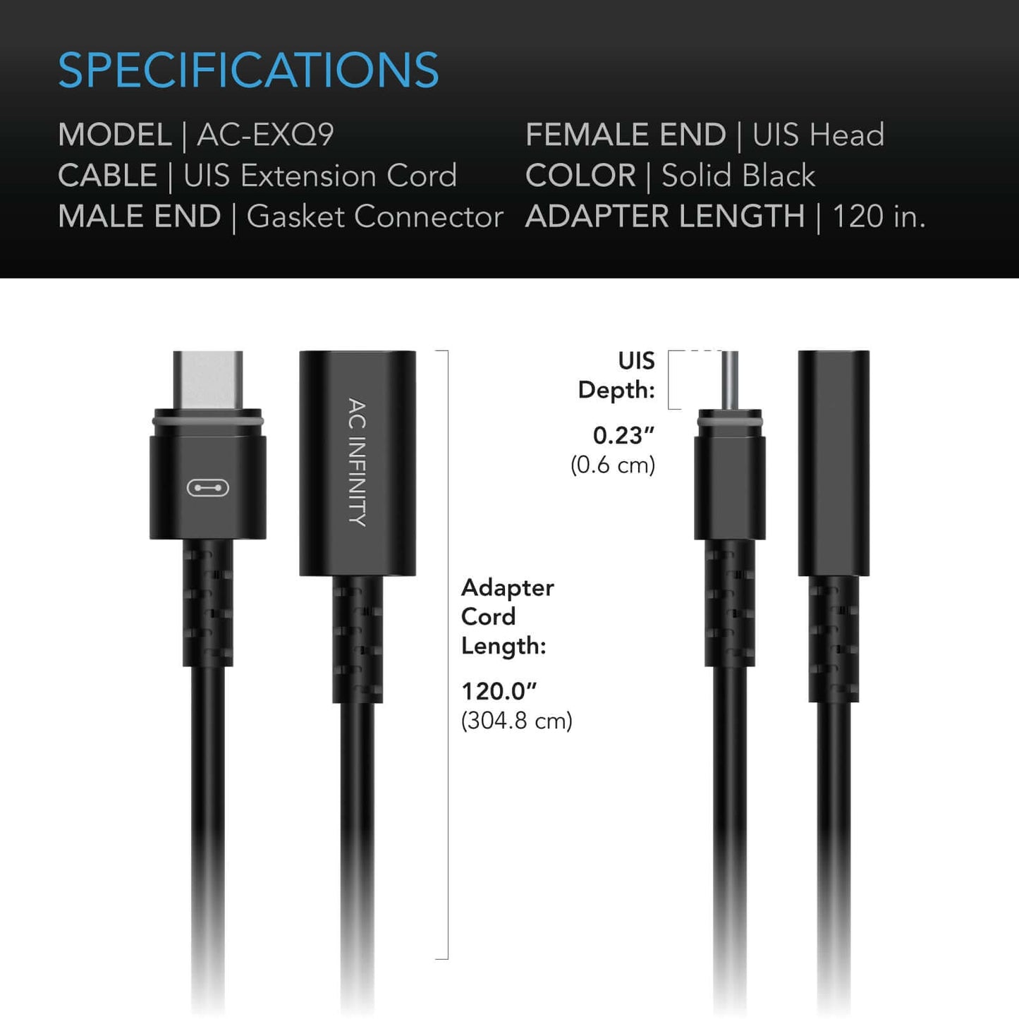 AC Infinity UIS Controller to Device Cable for Controller AI+, Controller 69 Pro and Pro+, Female to Male, 10 ft. - Midwest Grow LLC