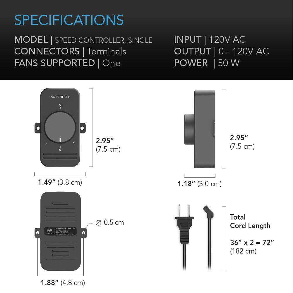 AC Infinity Fan Speed Controller for AC Axial Muffin Fans, Single - Midwest Grow LLC