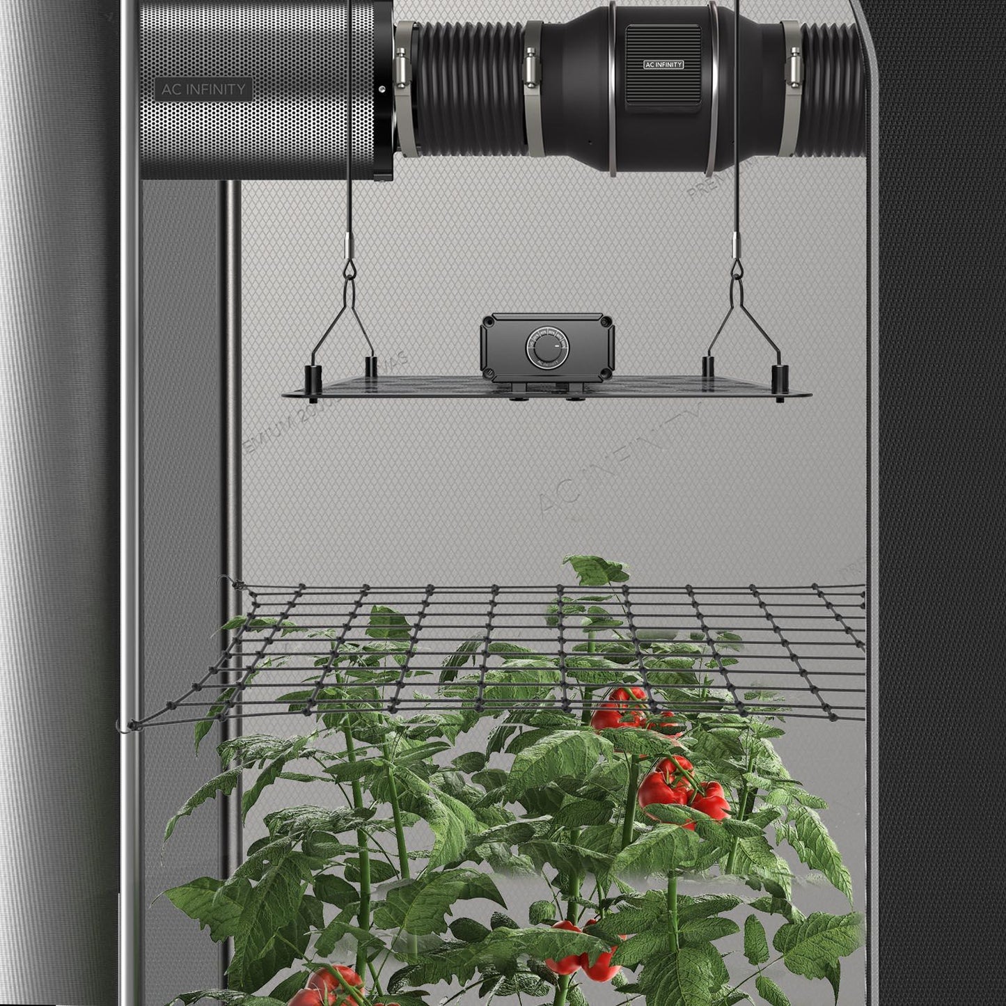 AC Infinity Grow Tent Trellis Netting, Flexible Elastic Cords, 2x2' - Midwest Grow LLC
