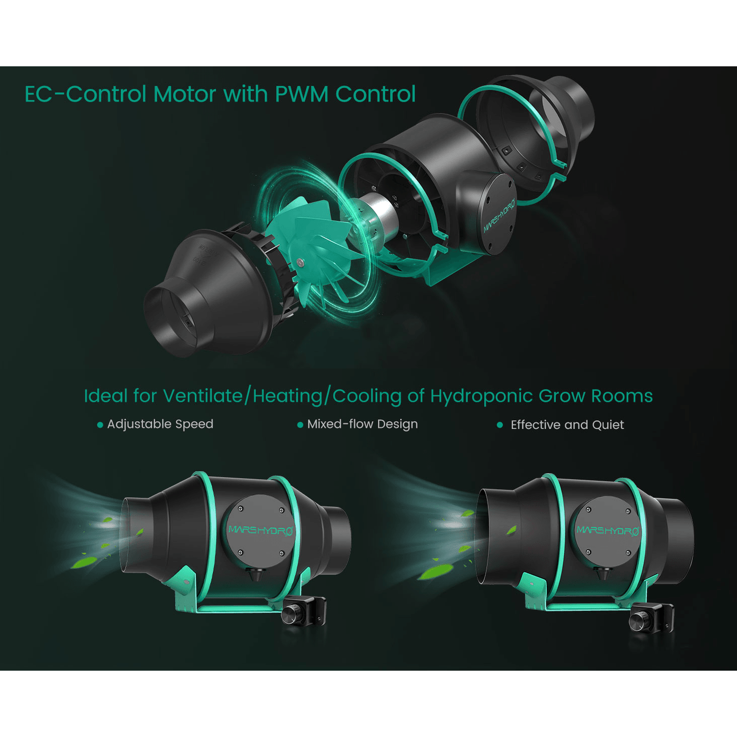 Mars Hydro 6" Inline Duct Fan with Temperature and Humidity Controller - Midwest Grow LLC