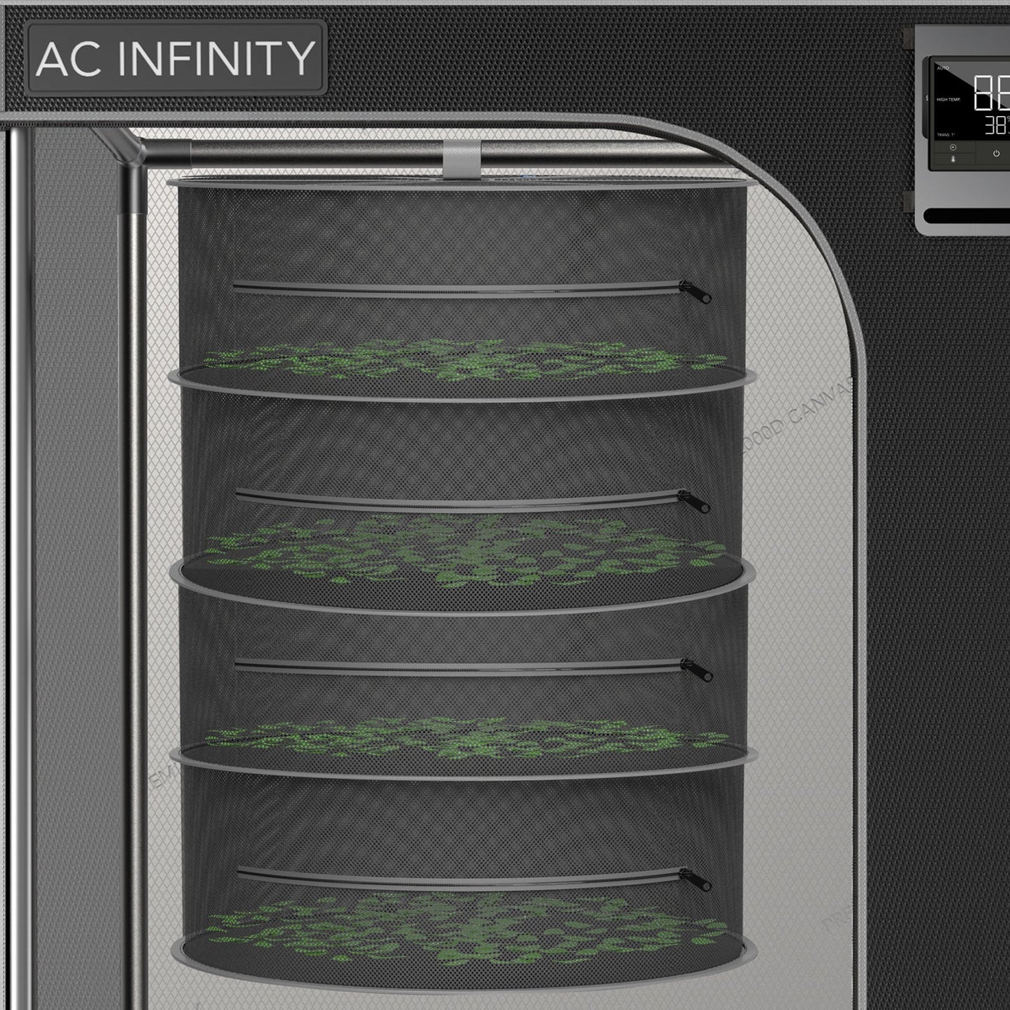 AC Infinity Hanging Herb Drying Rack, 24 in. Diameter, Four Tiers - Midwest Grow LLC
