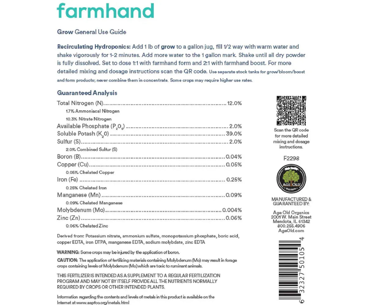 farmhand grow 12-2-39, 5 lb - Midwest Grow LLC