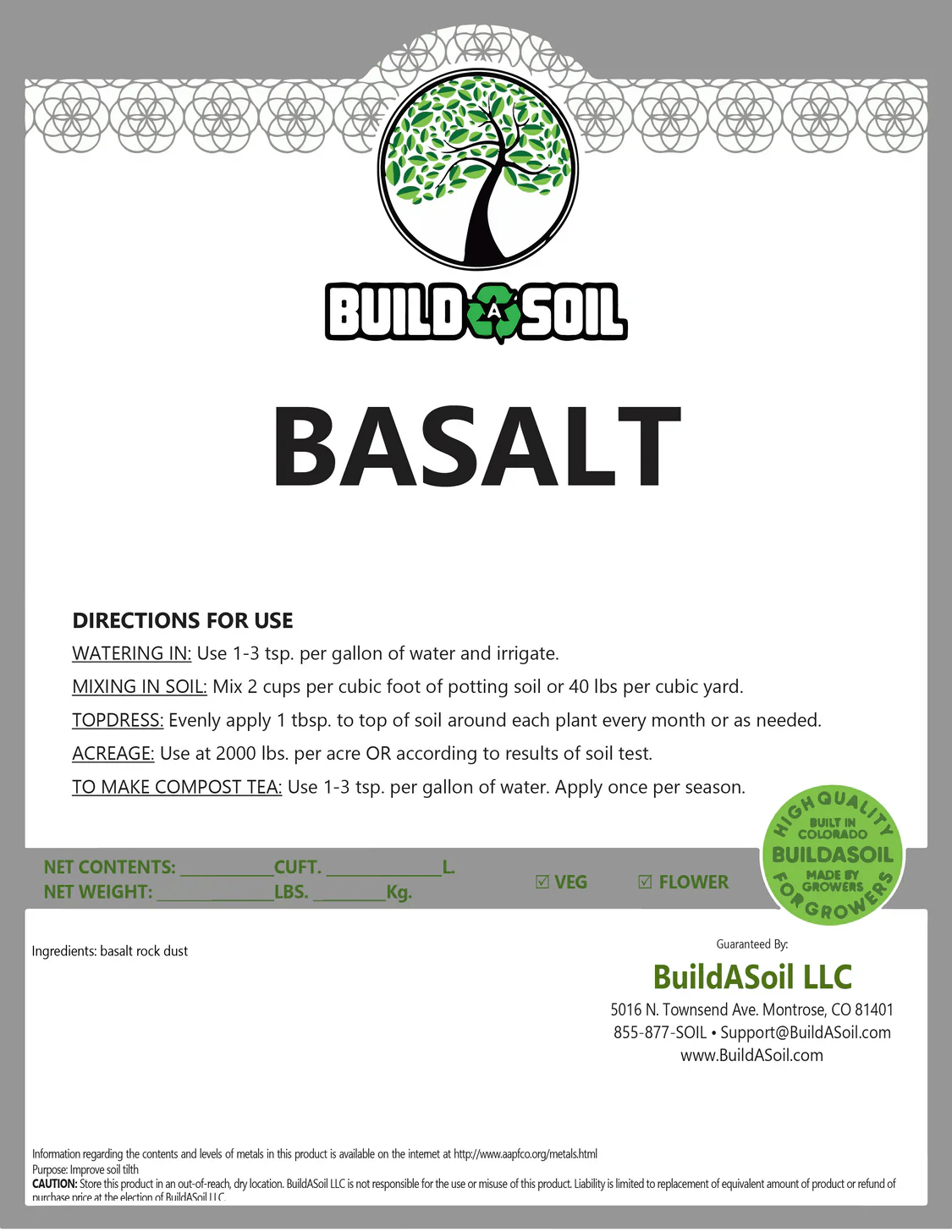 Basalt Rock Dust Soil Amendment - Midwest Grow LLC