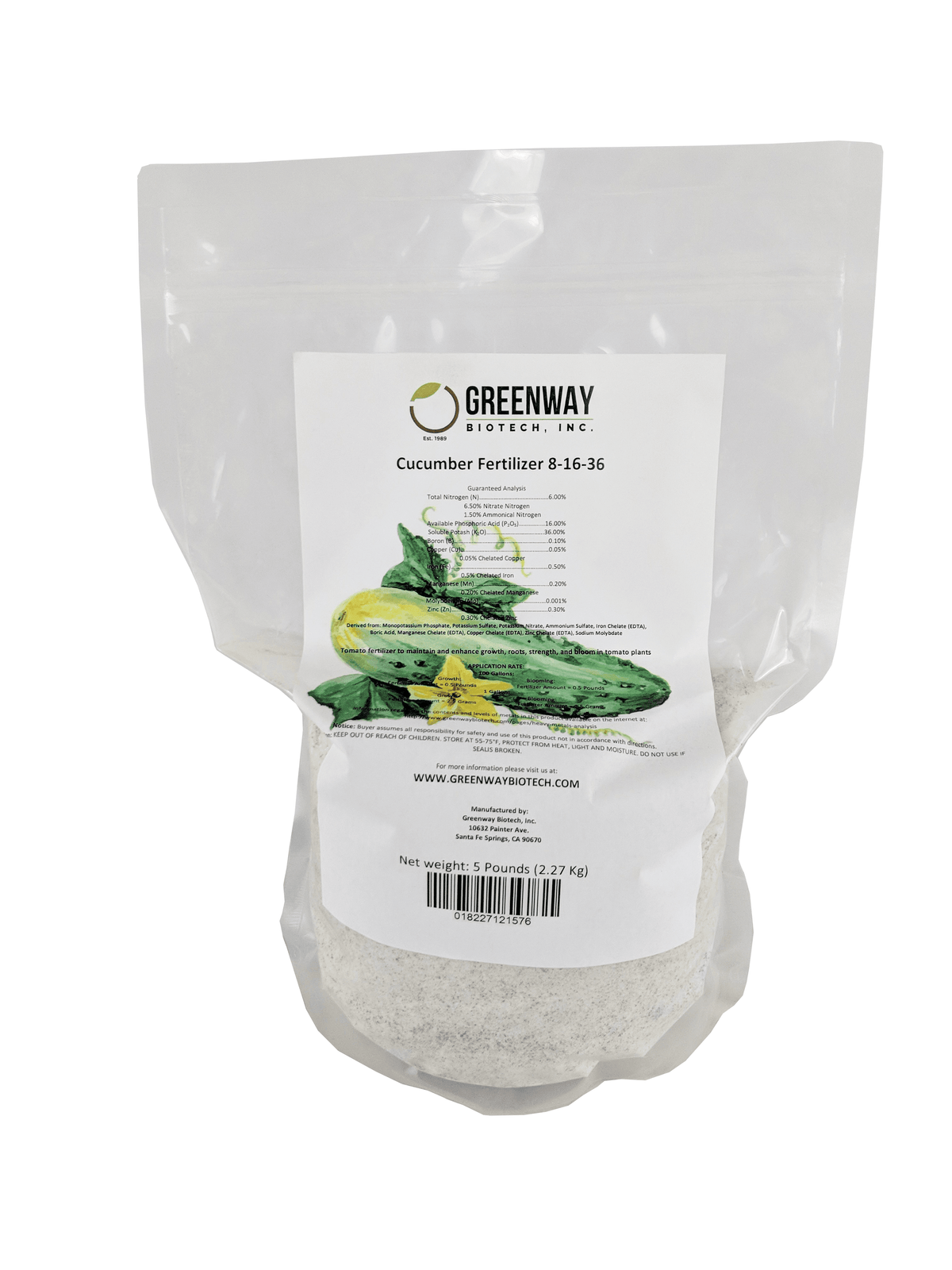 Cucumber Fertilizer 8-16-36 | Chelated Micronutrients | Hydroponics, Soil & Foliar Application - Midwest Grow LLC