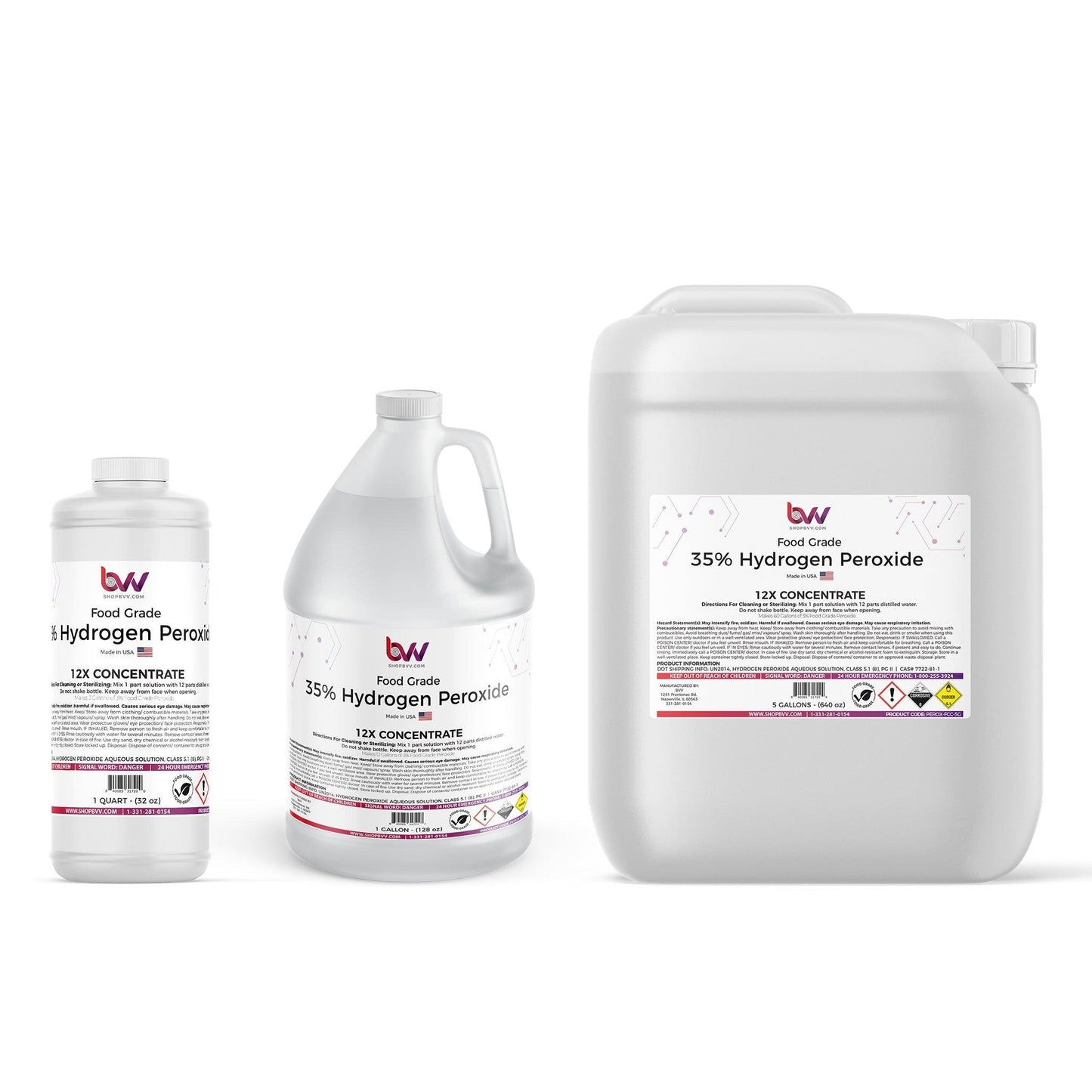 BVV™ 35% Food Grade Hydrogen Peroxide H2O2 (Food Grade) - 15 Gallons