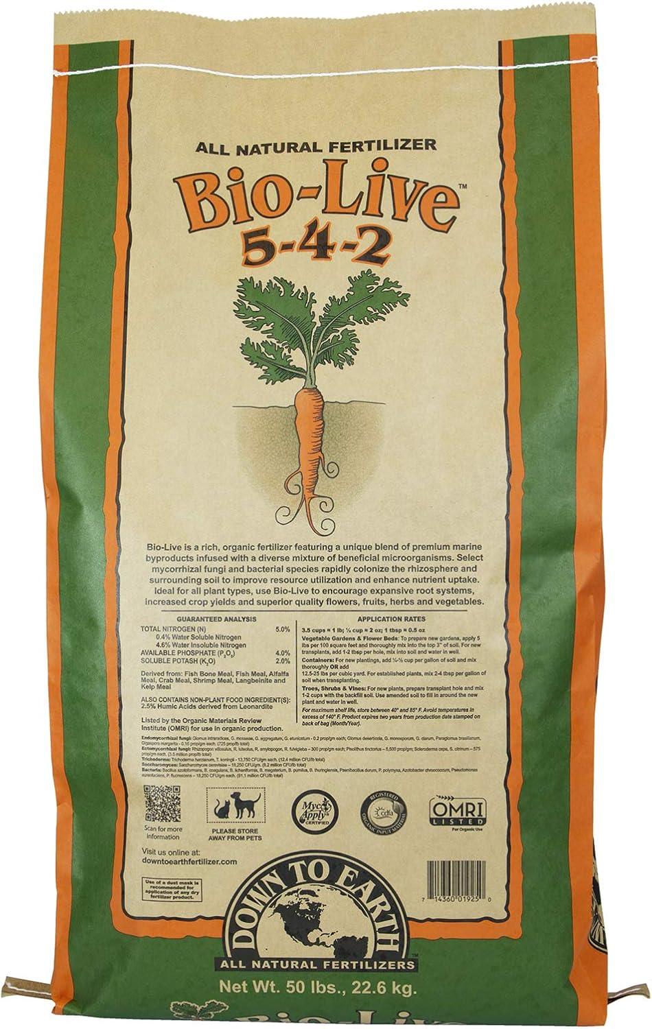 Down To Earth Bio-Live - 50 lb - Midwest Grow LLC