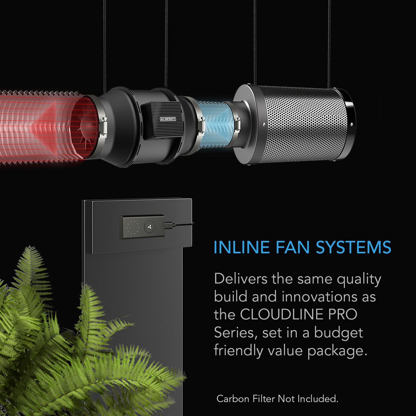 AC Infinity CLOUDLINE PRO S4, Quiet Inline Duct Fan System with Speed Controller, 4-Inch