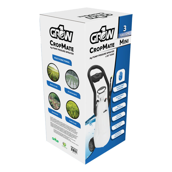 GROW1 CropMate Mini 3 Gallon Pump Pressure Sprayer w/ Wheels