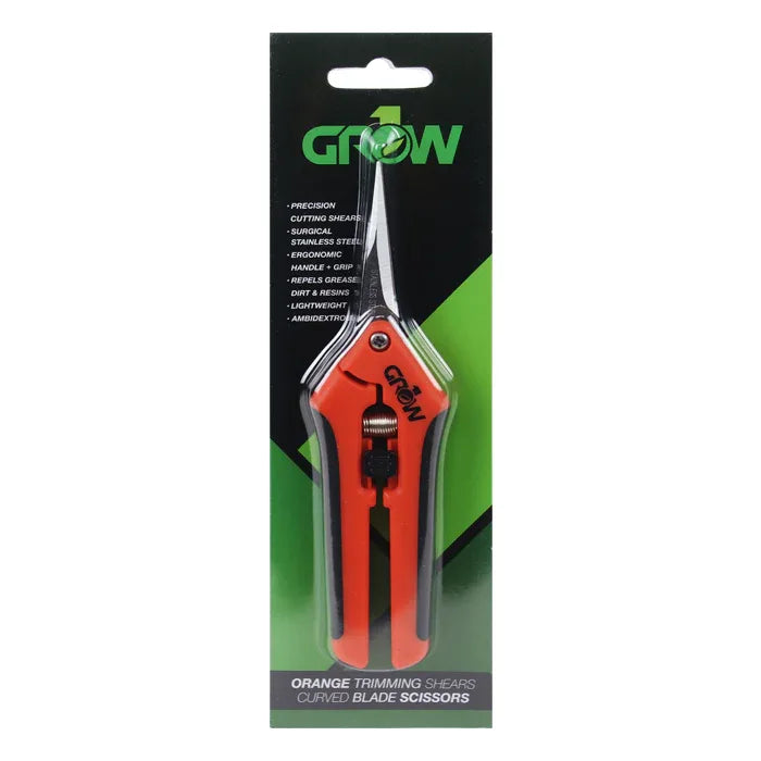 Grow1 Orange Trimming Shears, Curved Blade Scissors - Midwest Grow LLC