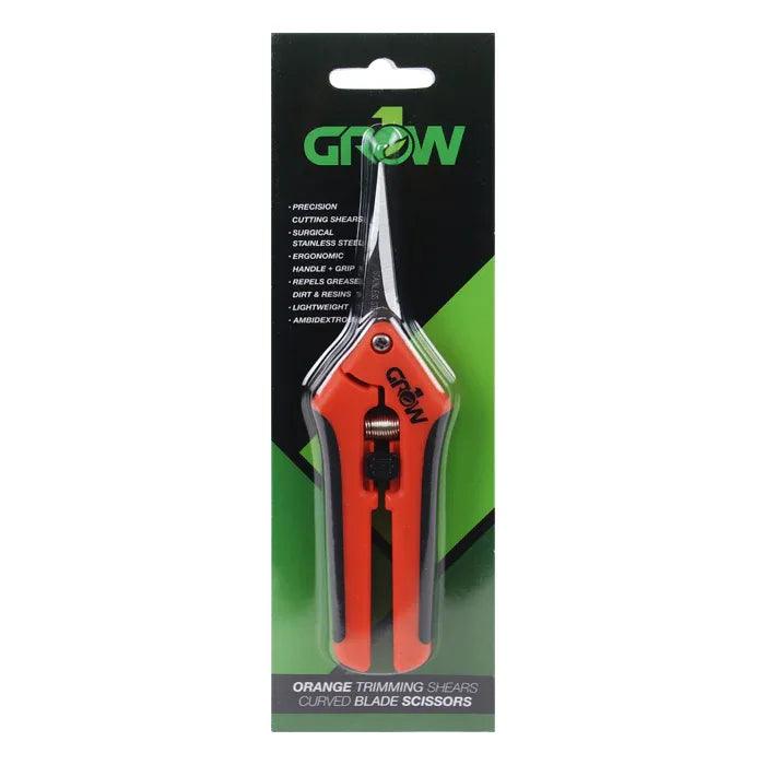 Grow1 Orange Trimming Shears, Curved Blade Scissors - Midwest Grow LLC