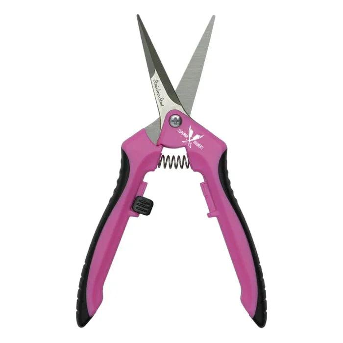 Piranha Pruner Trimming Scissors - Pink Handle & Straight Stainless Steel Blade - Midwest Grow LLC