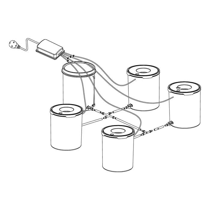 Grow1 Deep Water Culture (DWC) 4 Bucket + Reservoir Complete Kit - Midwest Grow LLC