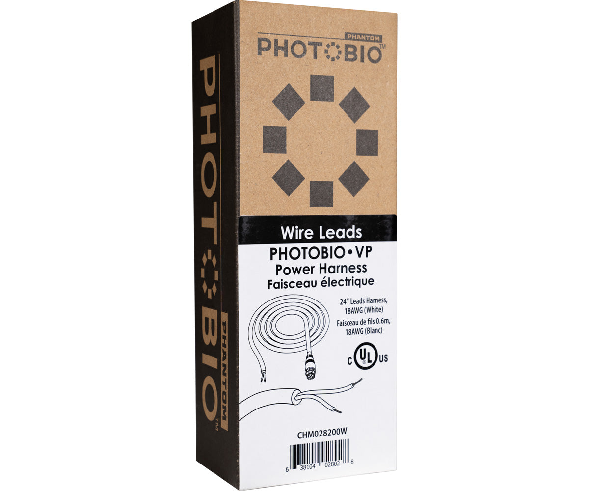 PHOTOBIO VP White Cable Harness, 18AWG, 24" Leads