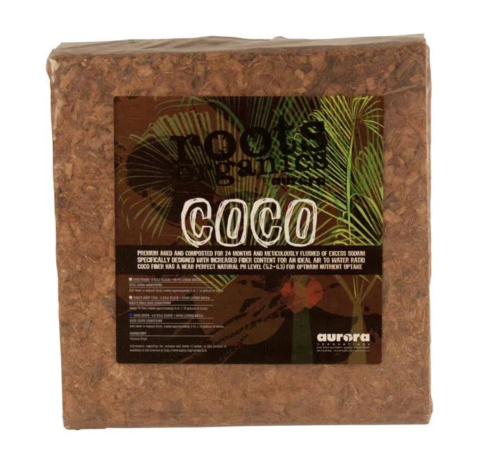 Roots Organics Coco Chips, 12" x 12" Compressed Block - Midwest Grow LLC