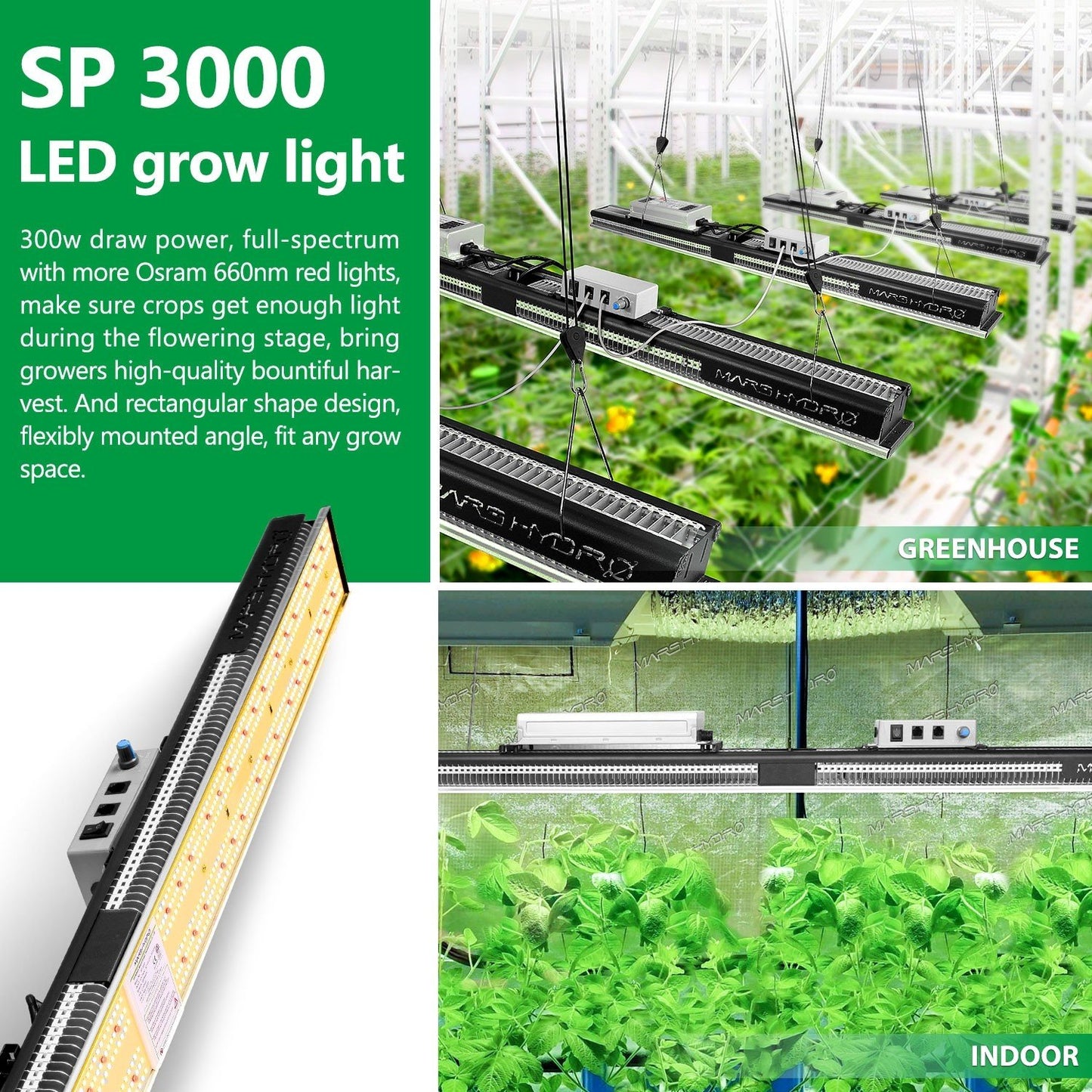 MARS HYDRO SP 3000 SAMSUNG LM301B OSRAM 300W LED GROW LIGHT