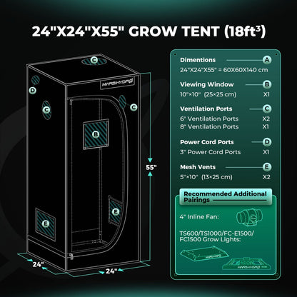 Mars Hydro 2' x 2' x 4' 8" (60cm x 60cm x 140cm) Indoor Grow Tent - Midwest Grow LLC