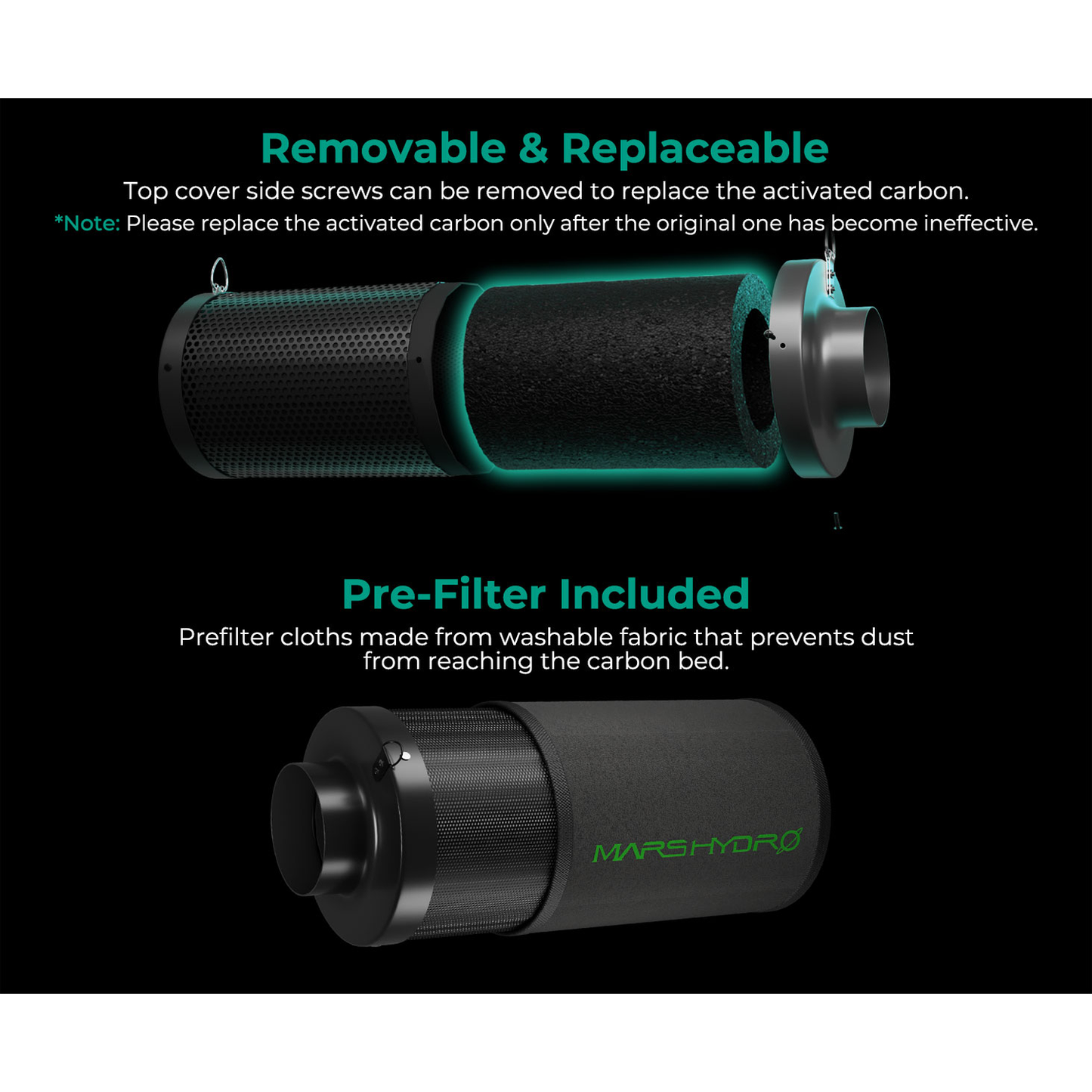 Mars Hydro 6" Inline Air Carbon Filter - Midwest Grow LLC