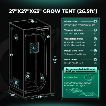 Mars Hydro 2' 4" x 2' 4" x 5' 4" (70cm x 70cm x 160cm) Indoor Grow Tent - Midwest Grow LLC