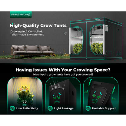 Mars Hydro 8' x 8' x 6' 8" (240cm x 240cm x 200cm) Indoor Grow Tent - Midwest Grow LLC