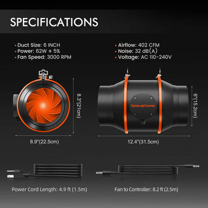 Spider Farmer SF4000 LED Grow Light + 4' x 4' Grow Tent + Inline Fan Combo with Speed Controller - Midwest Grow LLC