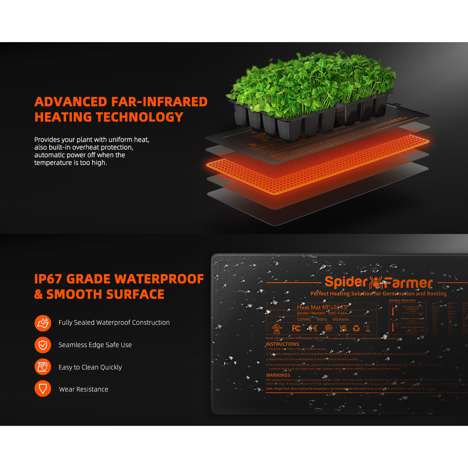 Spider Farmer 48" x 20.75" Seedling Heat Mat and Controller Set - Midwest Grow LLC