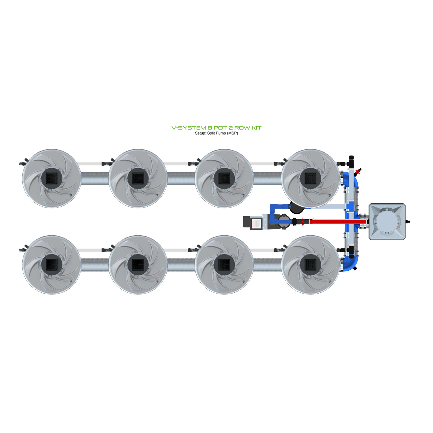 ALIEN Hydroponics V-SYSTEM 8 Pot 2 Row Kit - Midwest Grow LLC