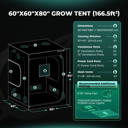 Mars Hydro 5' x 5' x 6' 8" (150cm x 150cm x 200cm) Indoor Grow Tent - Midwest Grow LLC