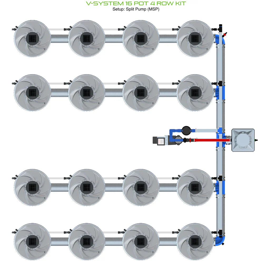 ALIEN Hydroponics V-SYSTEM 16 Pot 4 Row Kit