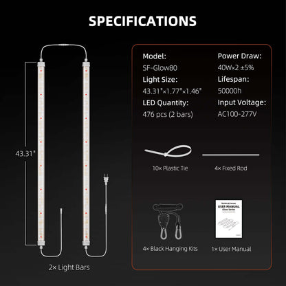 Spider Farmer Glow80 80W Full Spectrum LED Grow Light - Midwest Grow LLC