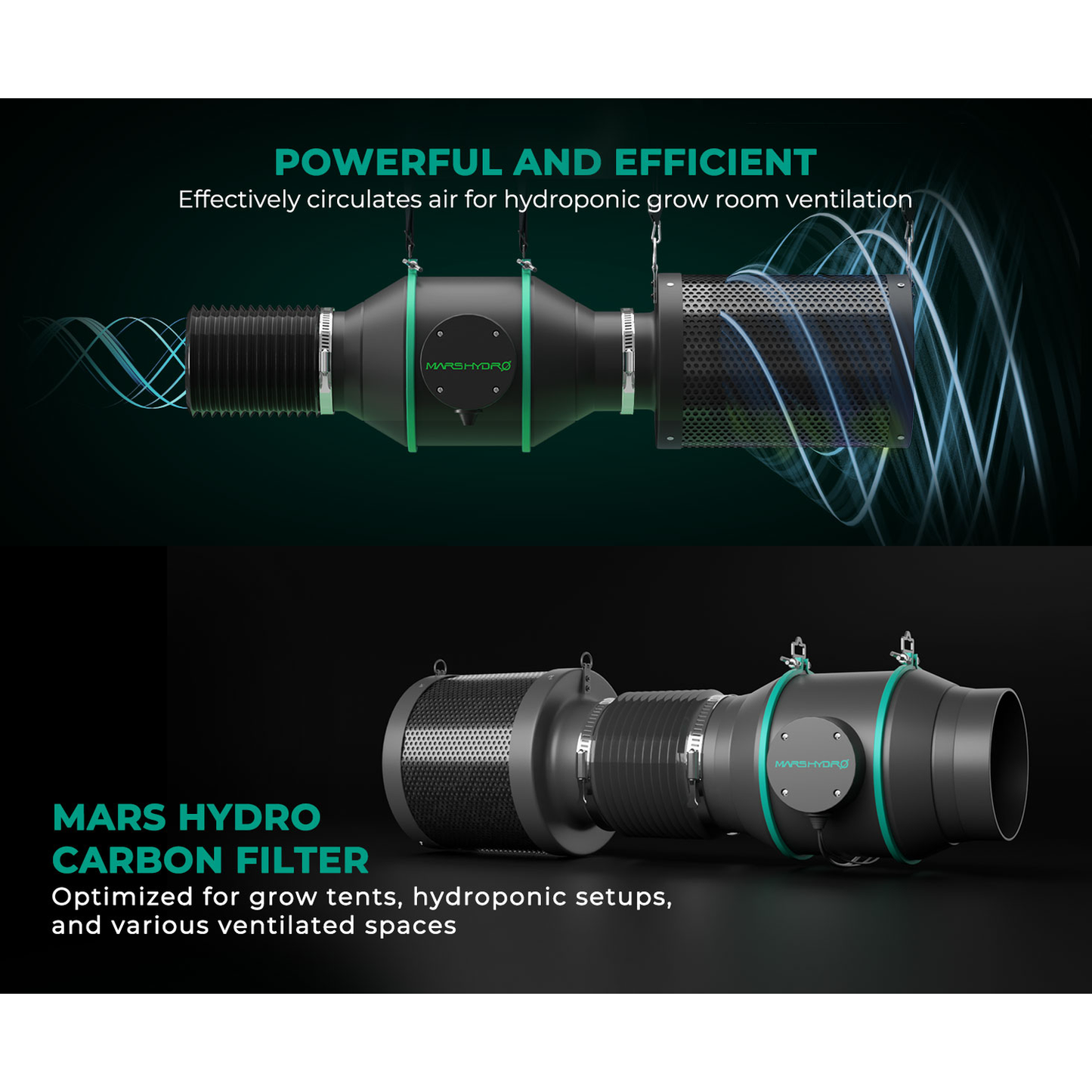 Mars Hydro 6" Inline Duct Fan and Carbon Filter Combo with Temperature and Humidity Controller - Midwest Grow LLC