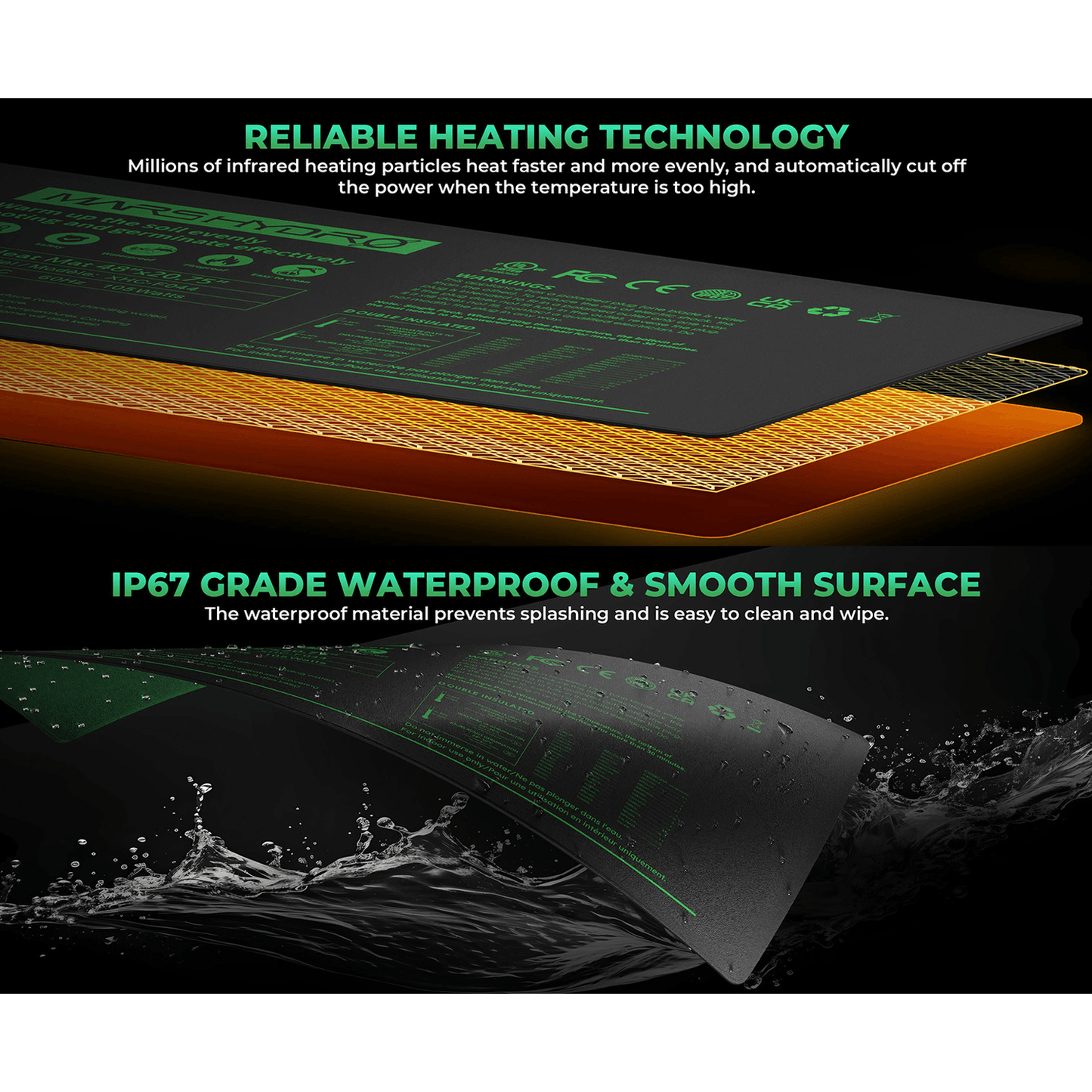 Mars Hydro 10'' x 20.75'' Seedling Heat Mat and Digital Thermostat Combo - Midwest Grow LLC