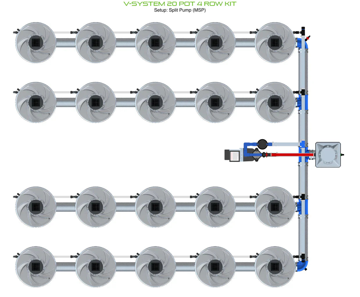 ALIEN Hydroponics V-SYSTEM 20 Pot 4 Row Kit