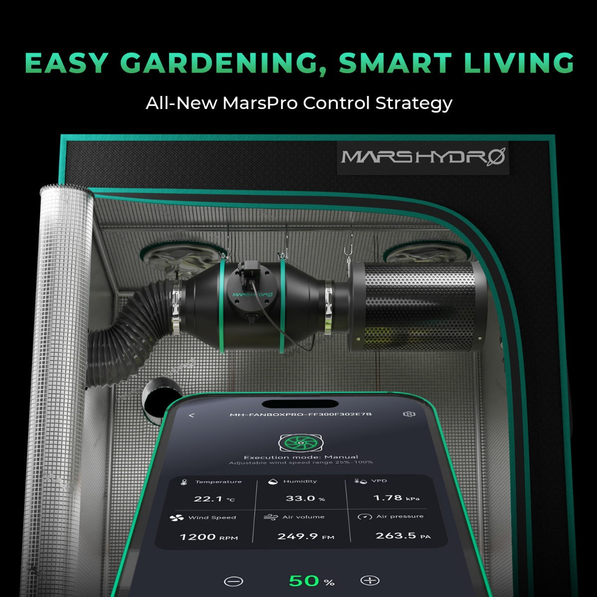 Mars Hydro iFresh 6" Smart Inline Duct Fan and Carbon Filter Combo - Midwest Grow LLC