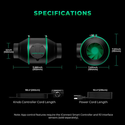 Mars Hydro iFresh 4" Smart Inline Duct Fan - Midwest Grow LLC