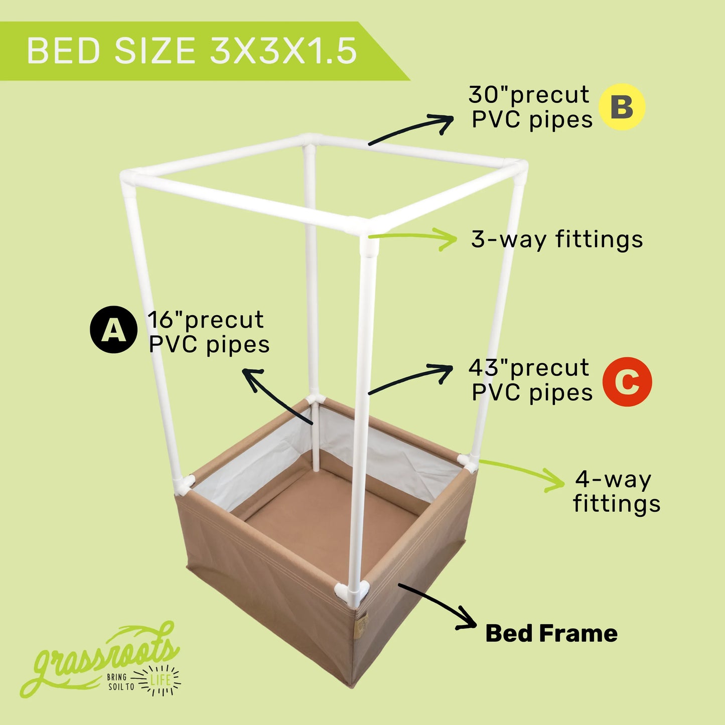 Grassroots Complete Kit Living Soil Fabric Bed - Midwest Grow LLC