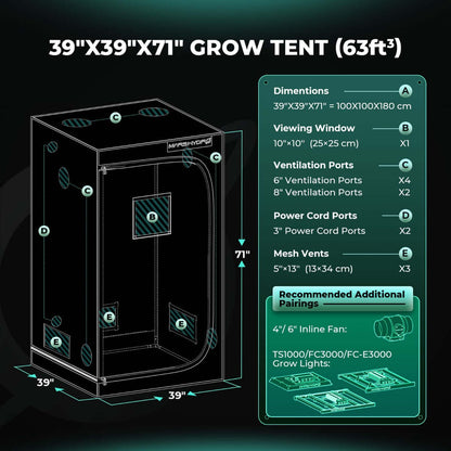 Mars Hydro FC 3000-EVO LED Grow Light + 3' x 3' Grow Tent + iFresh Inline Fan Combo with Temperature and Humidity Controller - Midwest Grow LLC