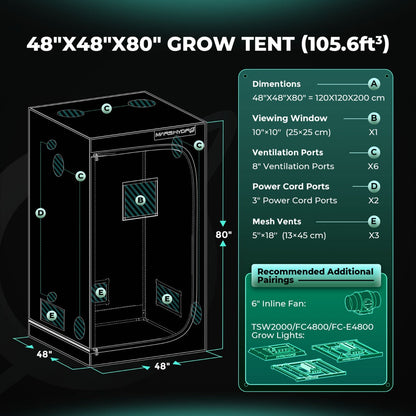 Mars Hydro 4' x 4' x 6' 8" (120cm x 120cm x 200cm) Indoor Grow Tent - Midwest Grow LLC