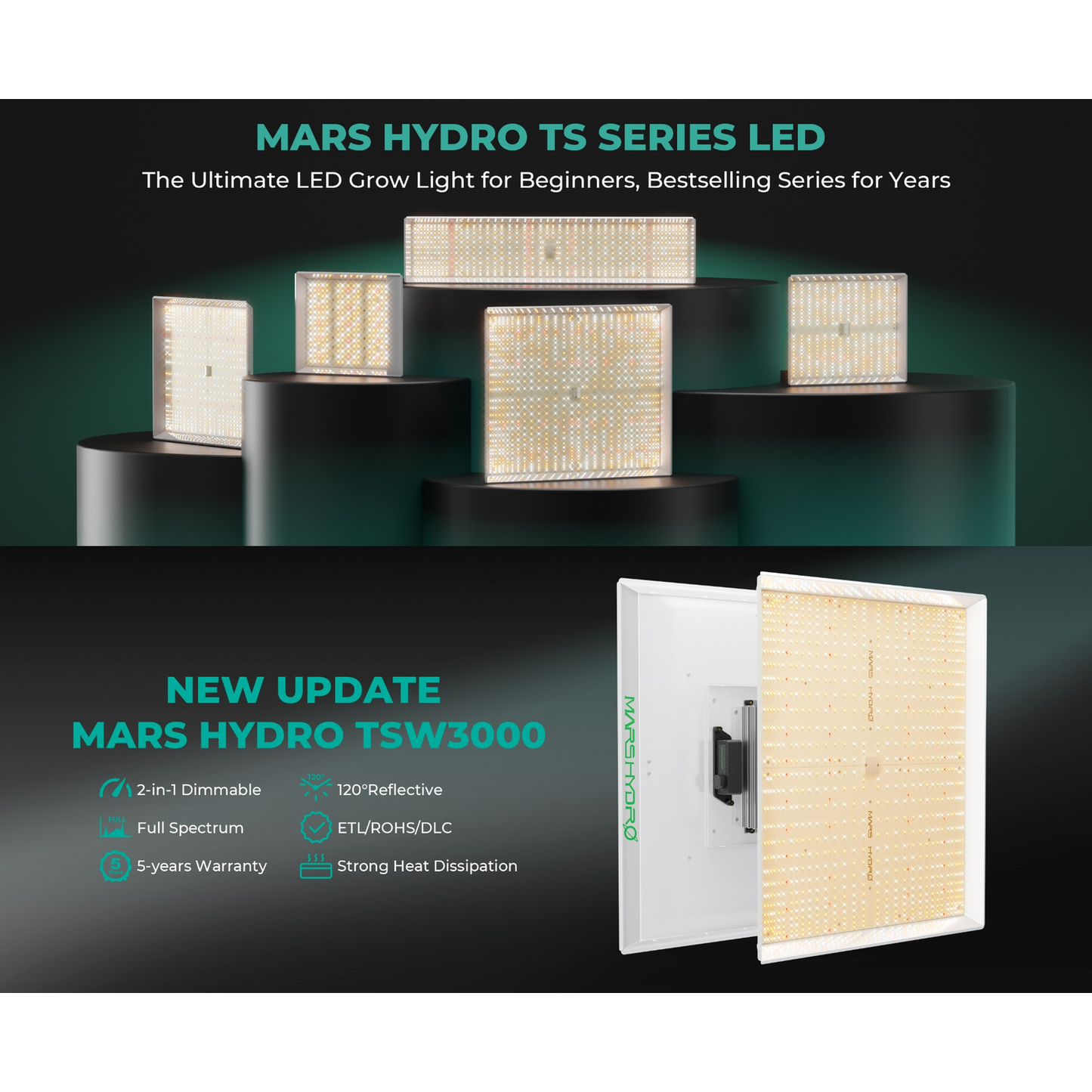Mars Hydro TS 3000 450W Full Spectrum LED Grow Light - Midwest Grow LLC
