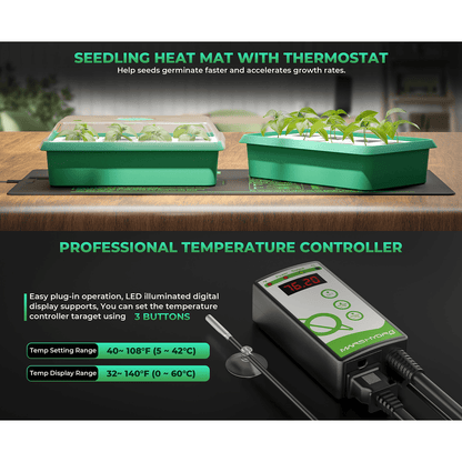 Mars Hydro 10'' x 20.75'' Seedling Heat Mat and Digital Thermostat Combo - Midwest Grow LLC