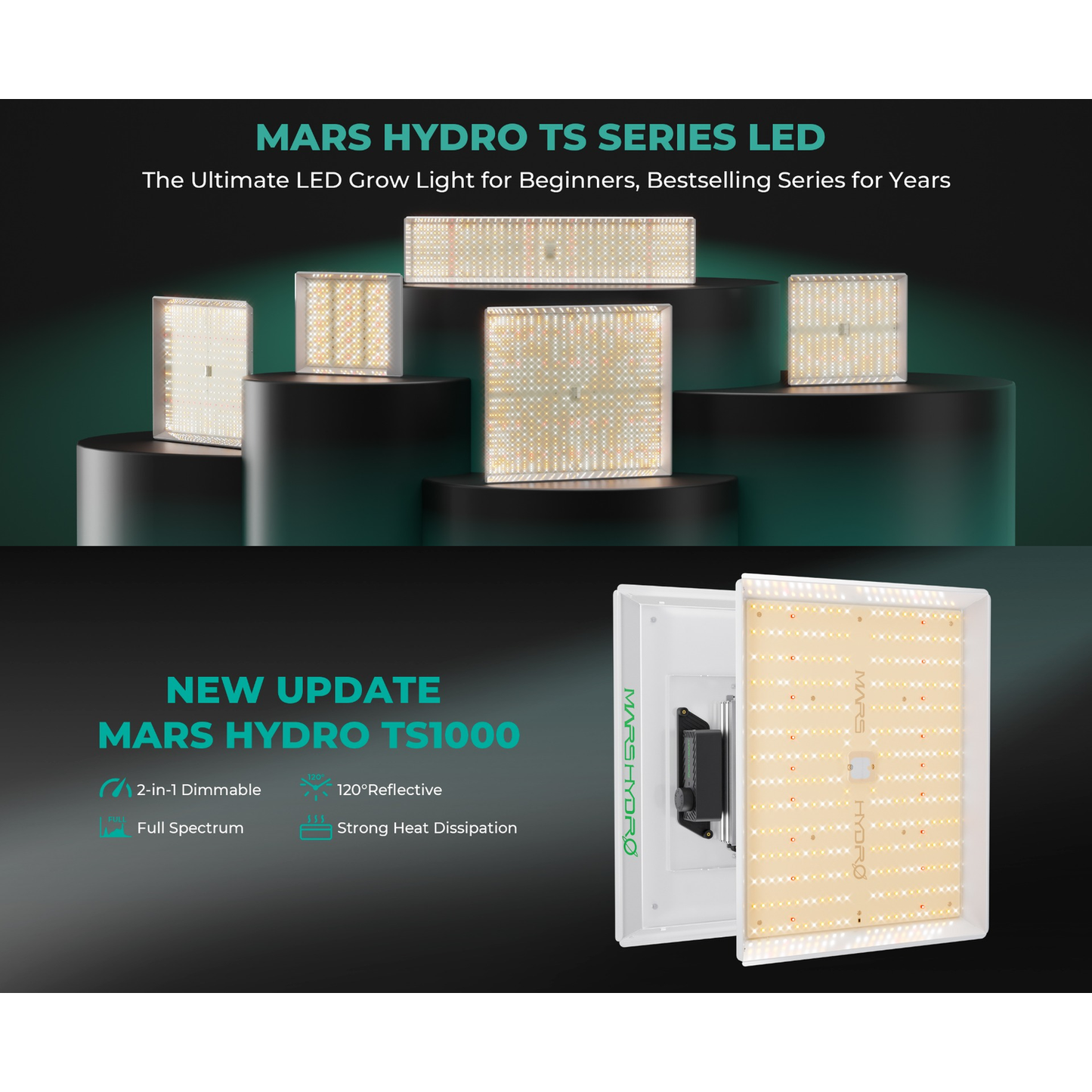 Mars Hydro TS 1000 150W Dimmable Full Spectrum LED Grow Light - Midwest Grow LLC