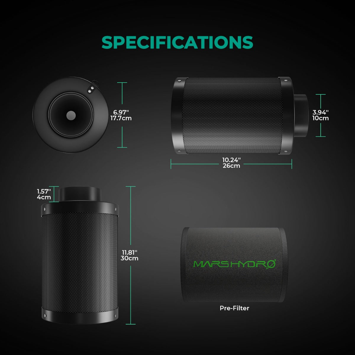 Mars Hydro iFresh 6" Smart Inline Duct Fan and Carbon Filter Combo - Midwest Grow LLC