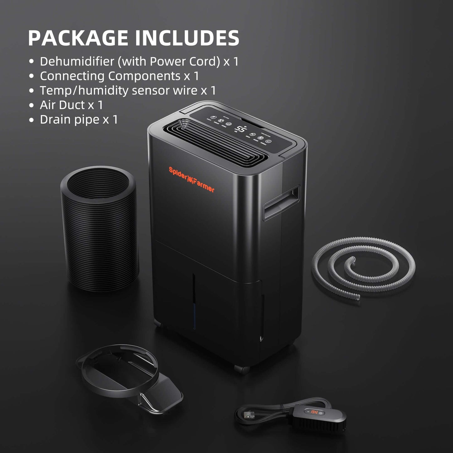 Spider Farmer 32 Pint Dehumidifier with Drain Hose - Midwest Grow LLC