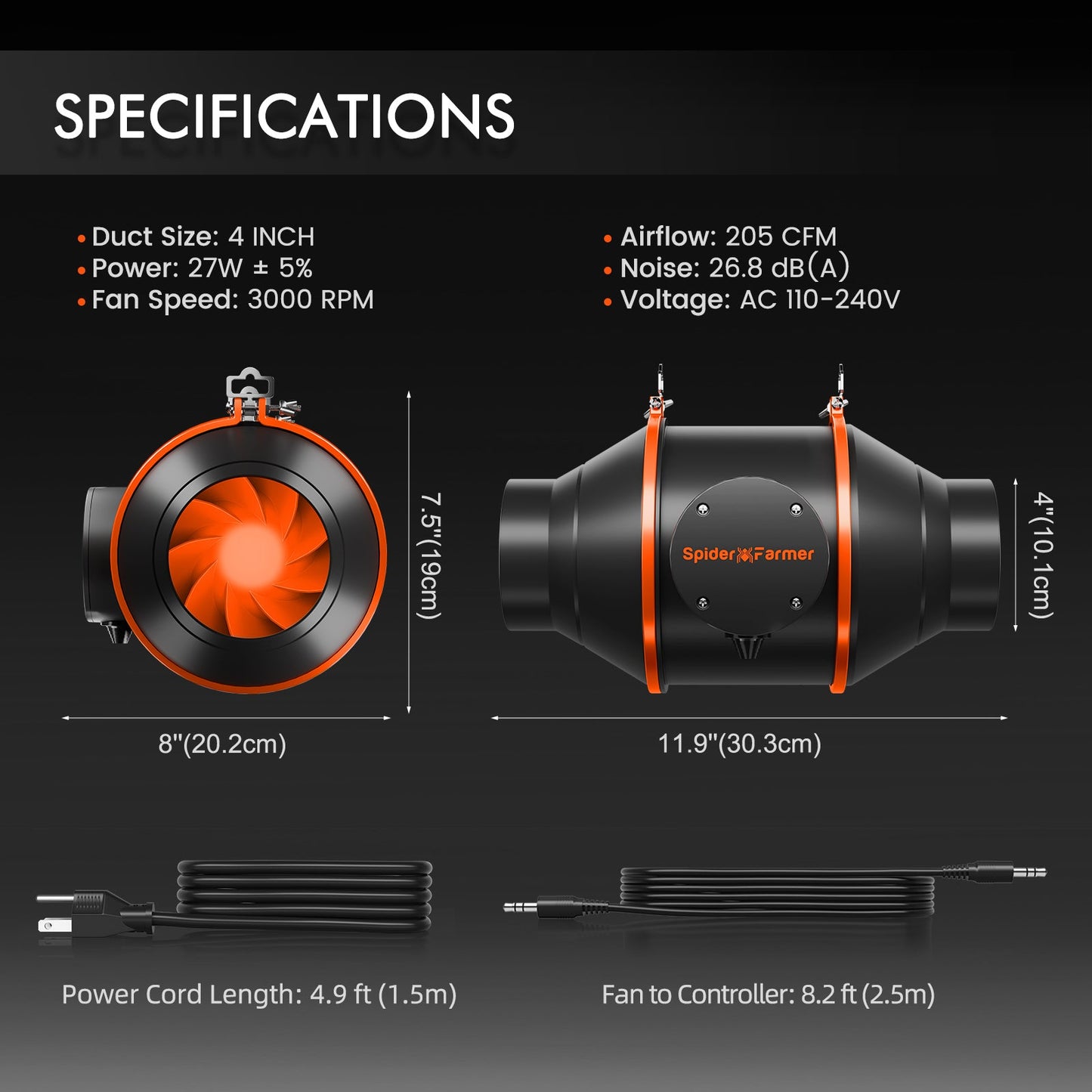 Spider Farmer SF1000 LED Grow Light + 2' x 2' Grow Tent + Inline Fan Combo with Temperature and Humidity Controller - Midwest Grow LLC