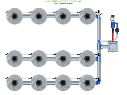 ALIEN Hydroponics V-SYSTEM 12 Pot 3 Row Kit - Midwest Grow LLC
